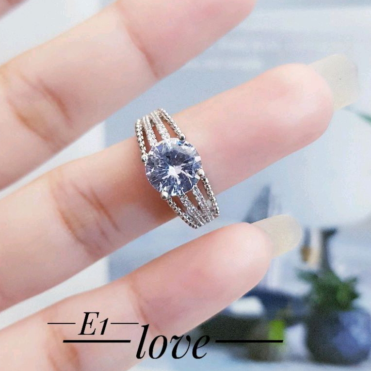 Cincin Xuping Silver Putih Permata Satu Cantik Mewah 2705a1