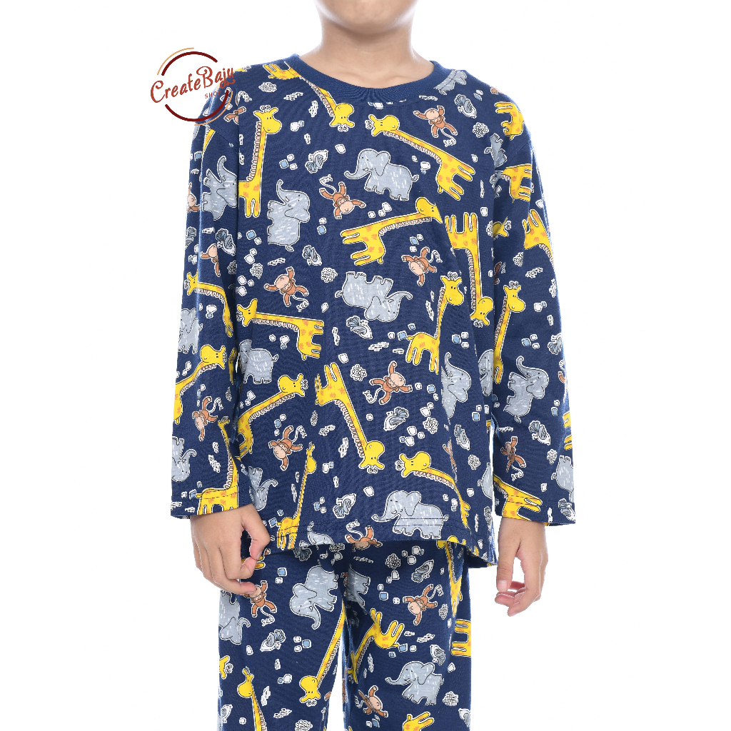 PIYAMA KAOS ANAK LAKI 1-7 TAHUN GIRAFFE BIRD BAJU TIDUR ANAK LENGAN PANJANG TERMURAH