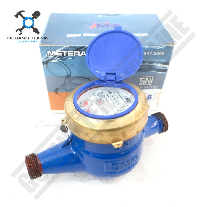 Meteran Air Jarum 4 1/2&quot; Body BESI AMNB SNI / Water Meter Ledeng Air PDAM 0.5 Inch Bodi BESI AMINB