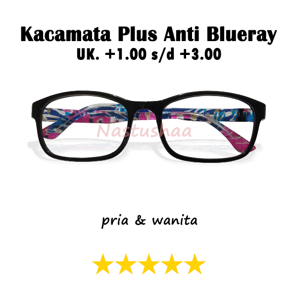 Kacamata Baca Plus (+) Pria Wanita +1.00 - +3.00 Kacamata Plus Gagang Bermotif Lensa Anti Blueray  Reading Glasses Unisex