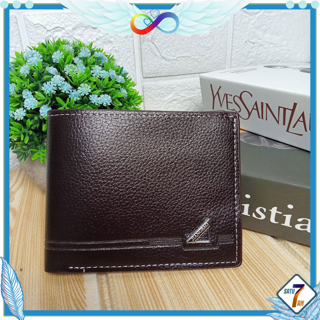 Dompet Lipat Pria Fashion Korea Style Kasual Motif Polos Multifungsi Dompet Cowok Men Wallet PU Satu7an D92