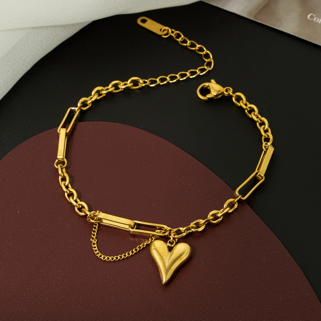 Gelang tangan love rantai kombinasi titanium kualitas import korea anti karat