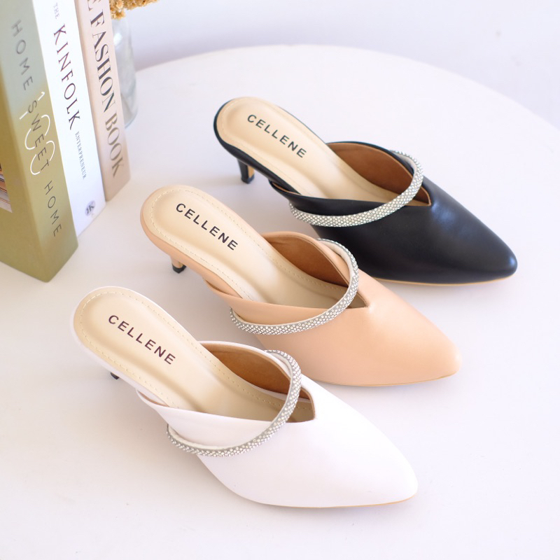 𝗖𝗘𝗟𝗟𝗘𝗡𝗘 Ghea Heels / sepatu pesta kondangan wedding wisuda 5cm selop