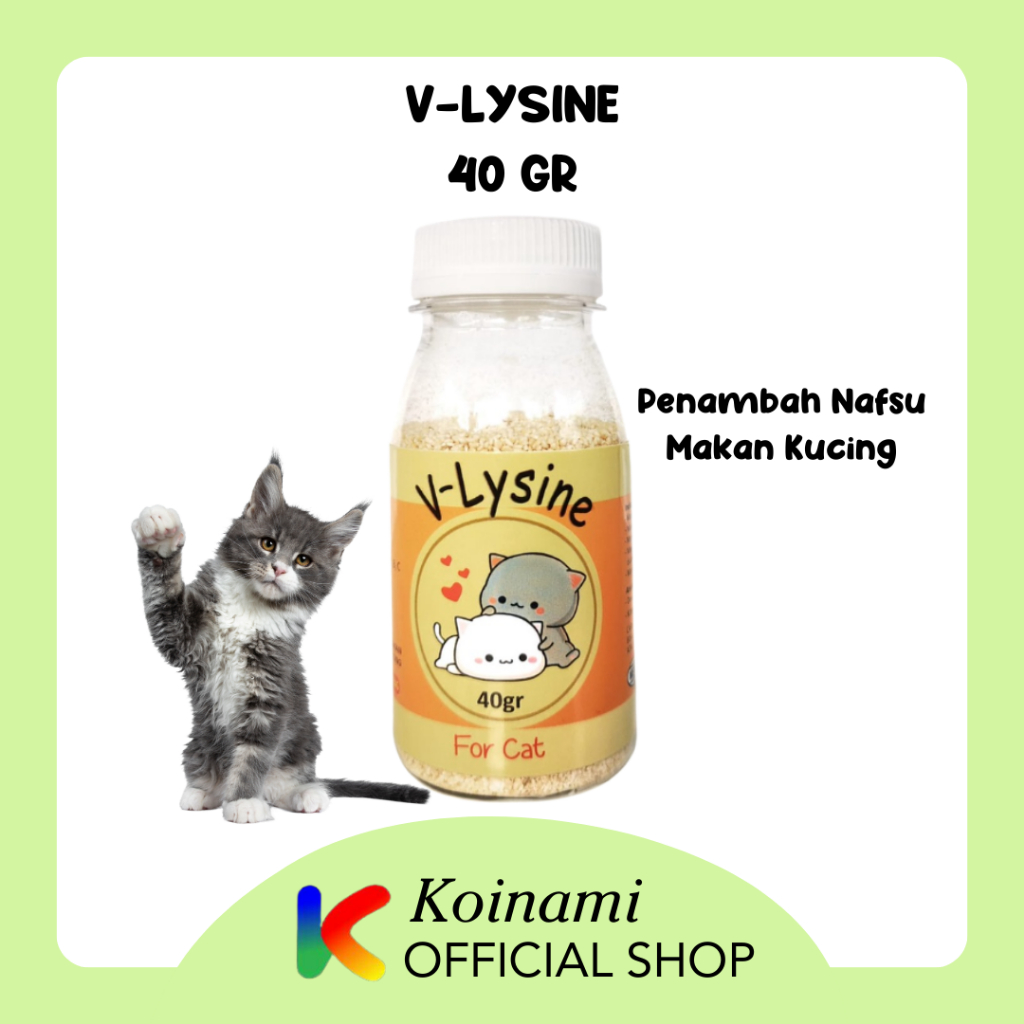 V-Lysine 40gr / Penambah Nafsu Makan Kucing / Vitamin Imun Tubuh Kucing /  Cat lysine kucing