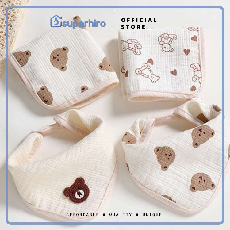 Sapu Tangan Bayi Baby Washlap Premium Teddy Bear Earth Color