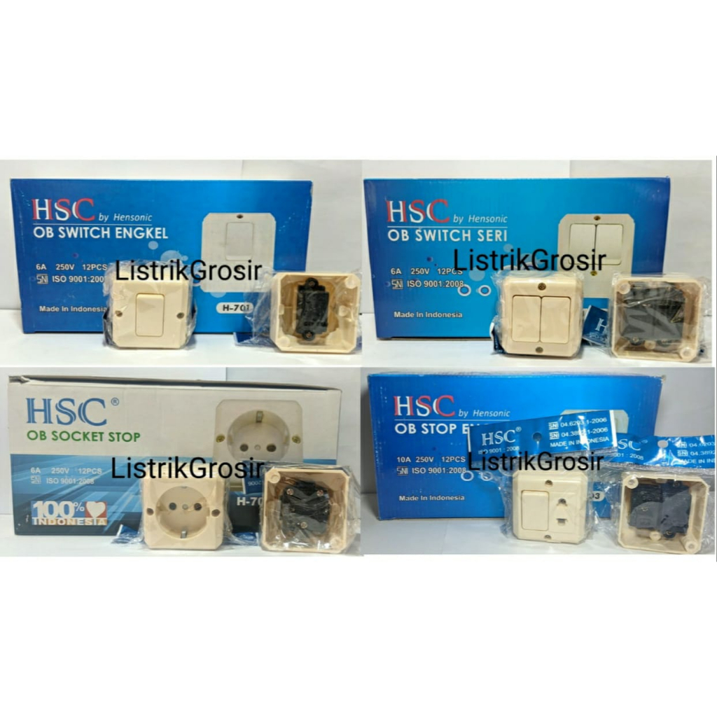 OB Tempel HSC OB Saklar Engkel / Stop / Seri / Engkel + Stop kontak Outbow SNI