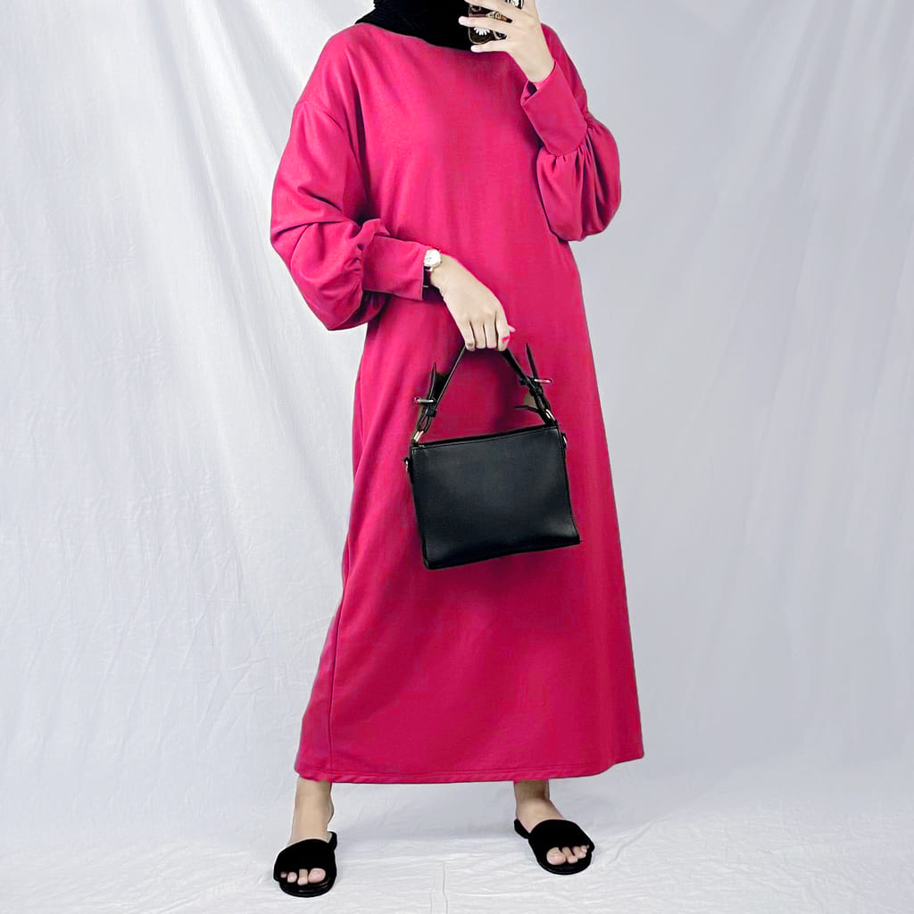 Gamis Polos Lengan Balon/ Gladys Dress fit to XL