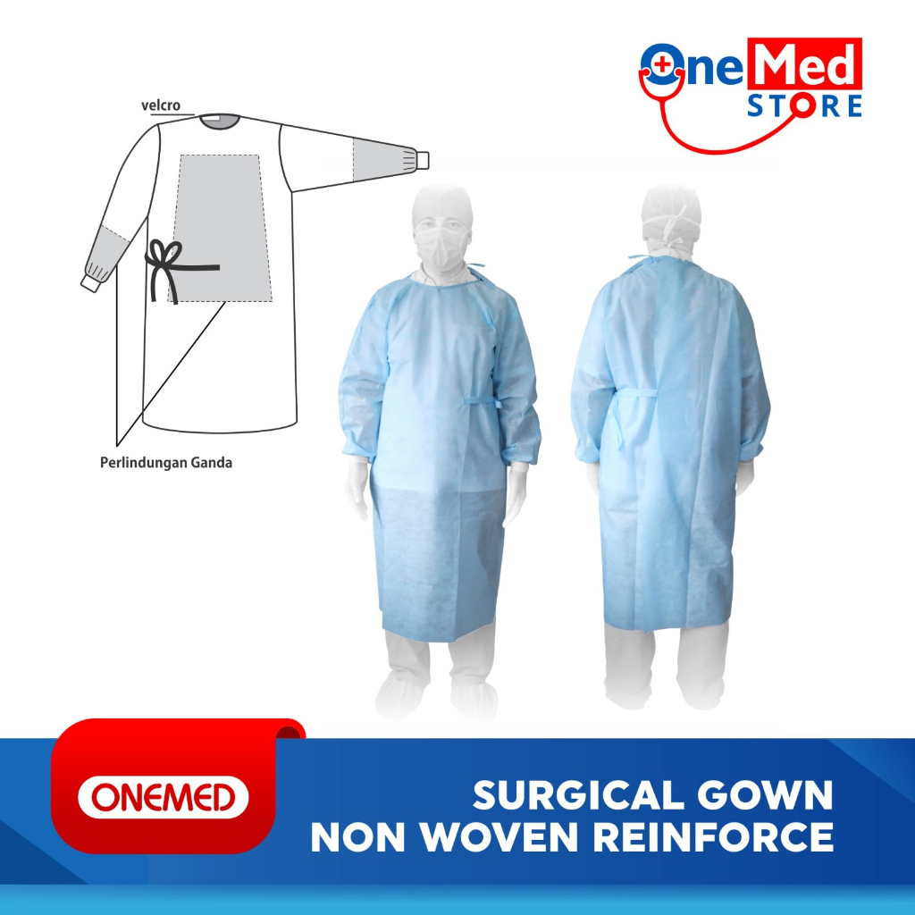 Baju Operasi Surgical Gown Non Woven Reinforce OneMed OJ