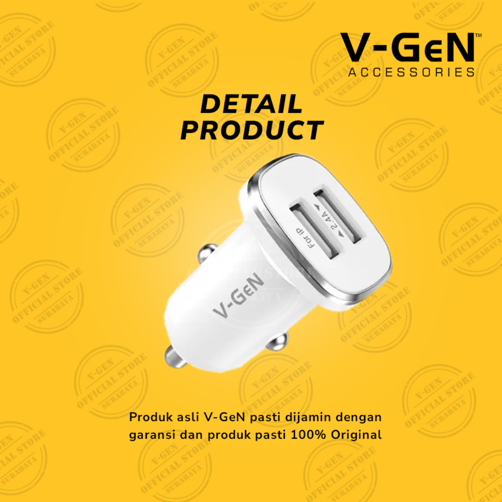 Car Charger V-GeN VCC2-30 Dual Port USB 2.4A Charger Mobil