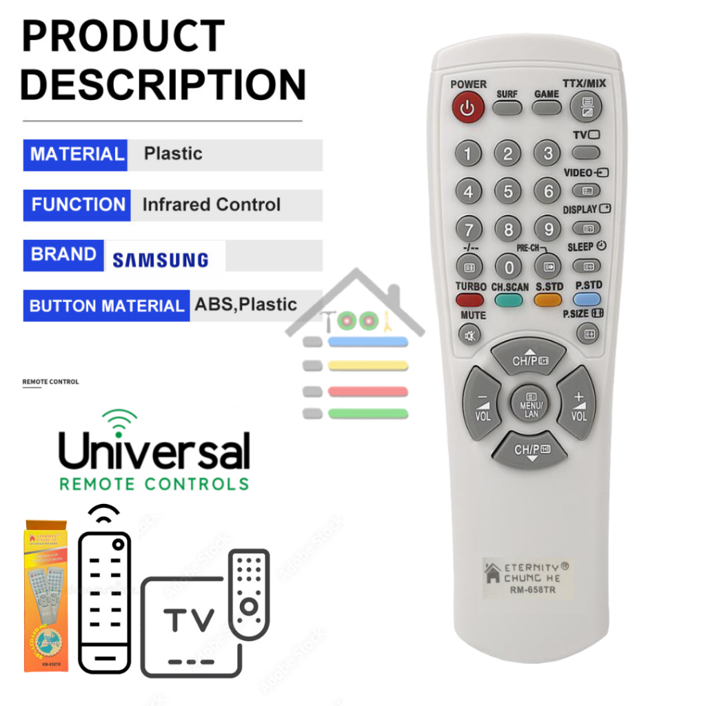 REMOTE SAMSUNG TV LCD LED MULTIFUNGSI UNIVERSAL TANPA SETTING RM658TR