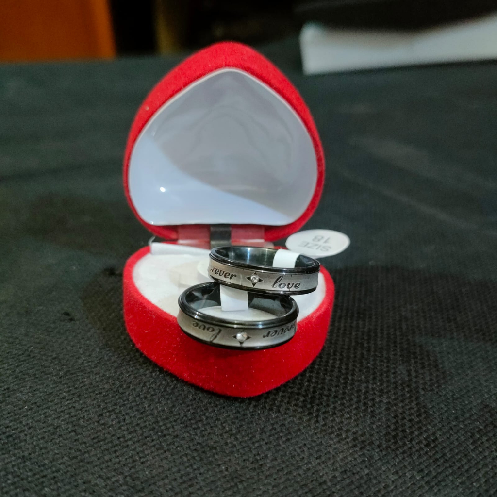 Cincin Kawin Koin Dapat 2 pcs Dan Free Box Cincin Model Love Berlapis Emas 24K