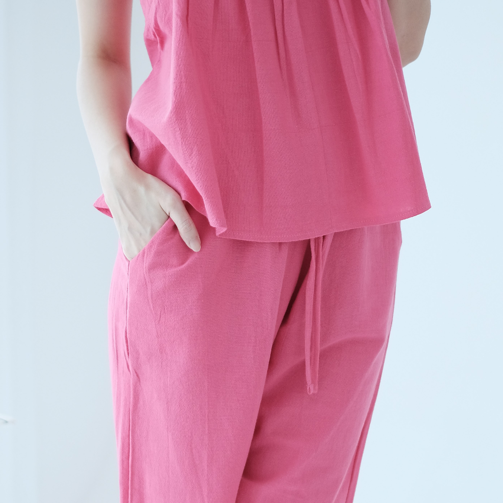 Ladybydiana AVERY PAJAMAS One Set Piyama Celana Panjang Wanita Bahan Linen