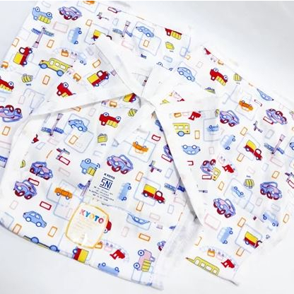 6PCS / 12PCS KYOTO POPOK PUTIH TALI FULL PRINT - POPOK BAYI PUTIH MOTIF BAHAN KATUN HALUS