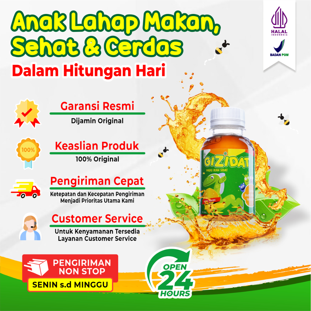 Paket 3 Botol Gizidat Original - Penambah Nafsu Makan &amp; Berat Badan Anak