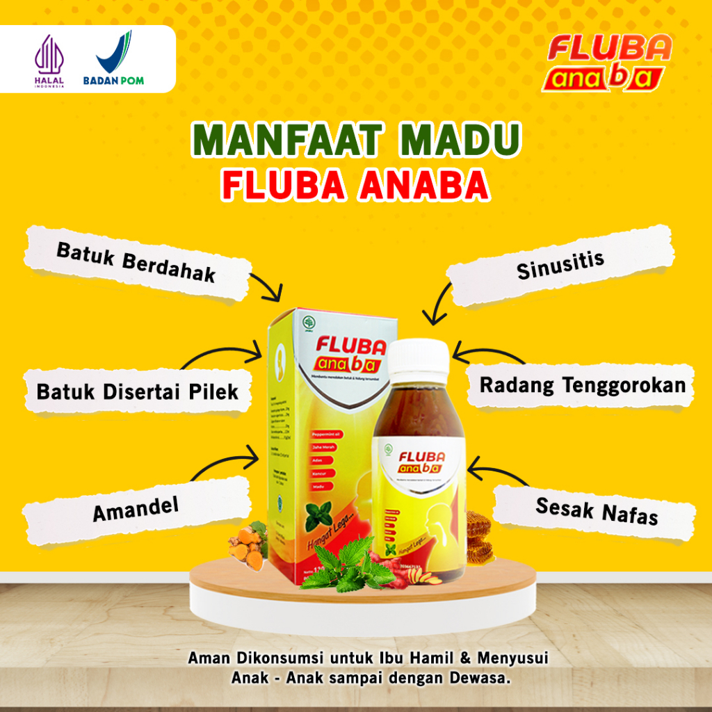 TERLARIS !! Madu Fluba Anaba - Atasi Masalah Flu, Batuk, Radang Tenggorokan, Amandel | BPOM Halal 100%