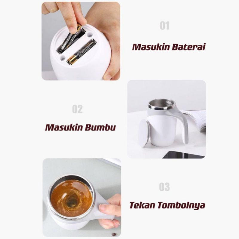 Automatic Self Stirring MuG steering Coffee Cup Gelas aduk otomatis⭐ Toko13.Olshop⭐