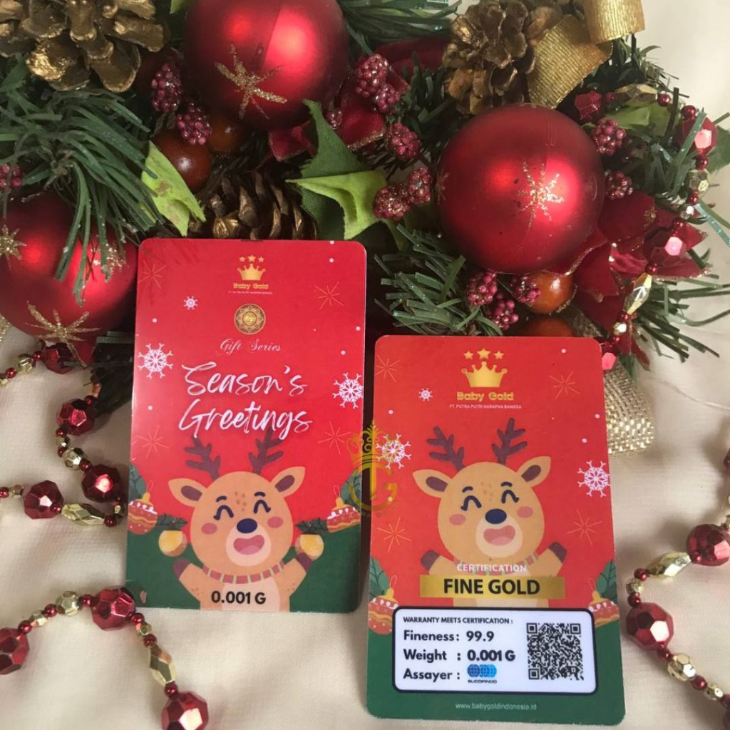 BABY GOLD GIFT SERIES SPESIAL SEASON’S GREETINGS 0,001 GRAM KADO EMAS CHRISTMAS NATAL EMAS 24 KARAT
