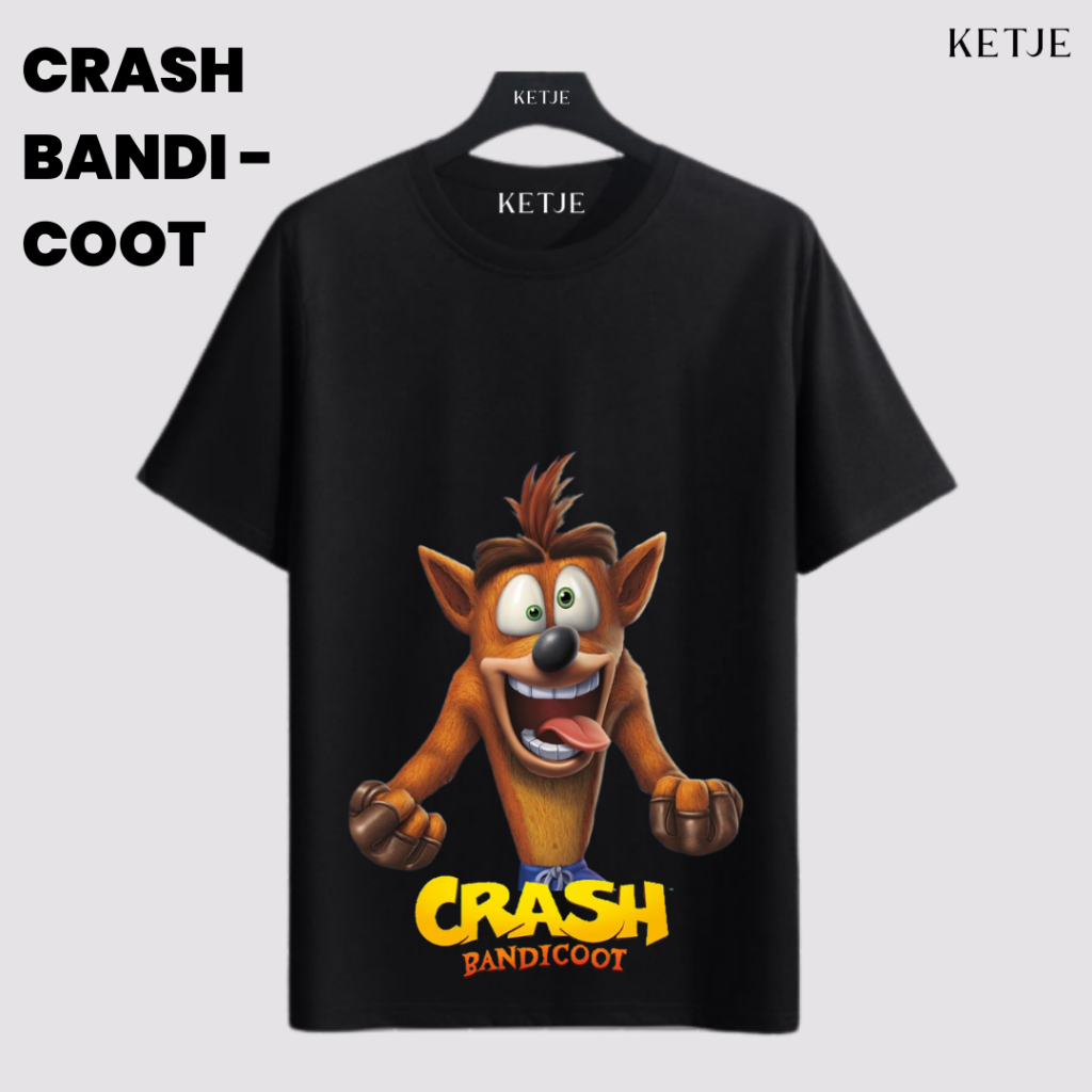 Kaos Crash Bandicoot - Crash Bandicoot Lick | Kaos Baju Distro Pria Wanita T-shirt Premium Unisex Cr