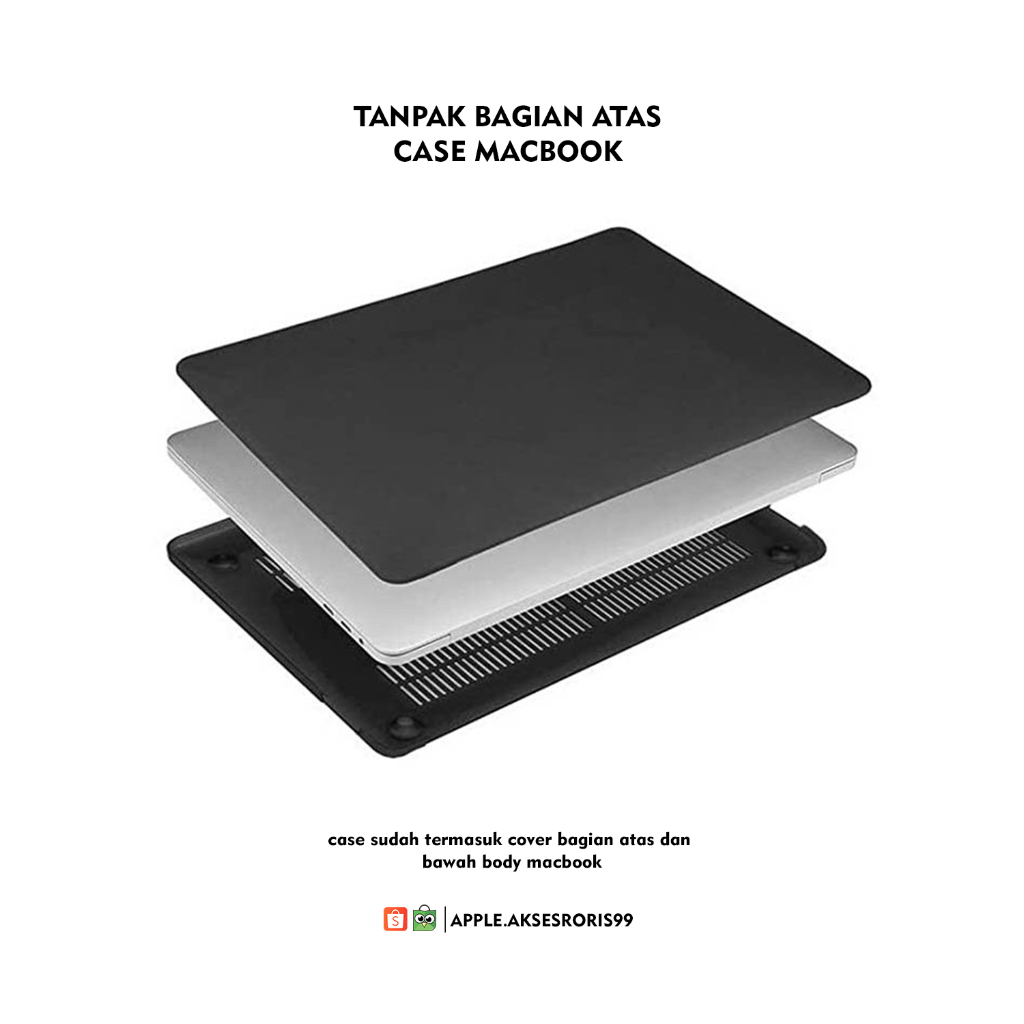 Hard Case Cover MacBook Air Pro Touchbar DvD 11 13 14 16 Inch M1 M2 Pro Max Hitam BLACK MATTE
