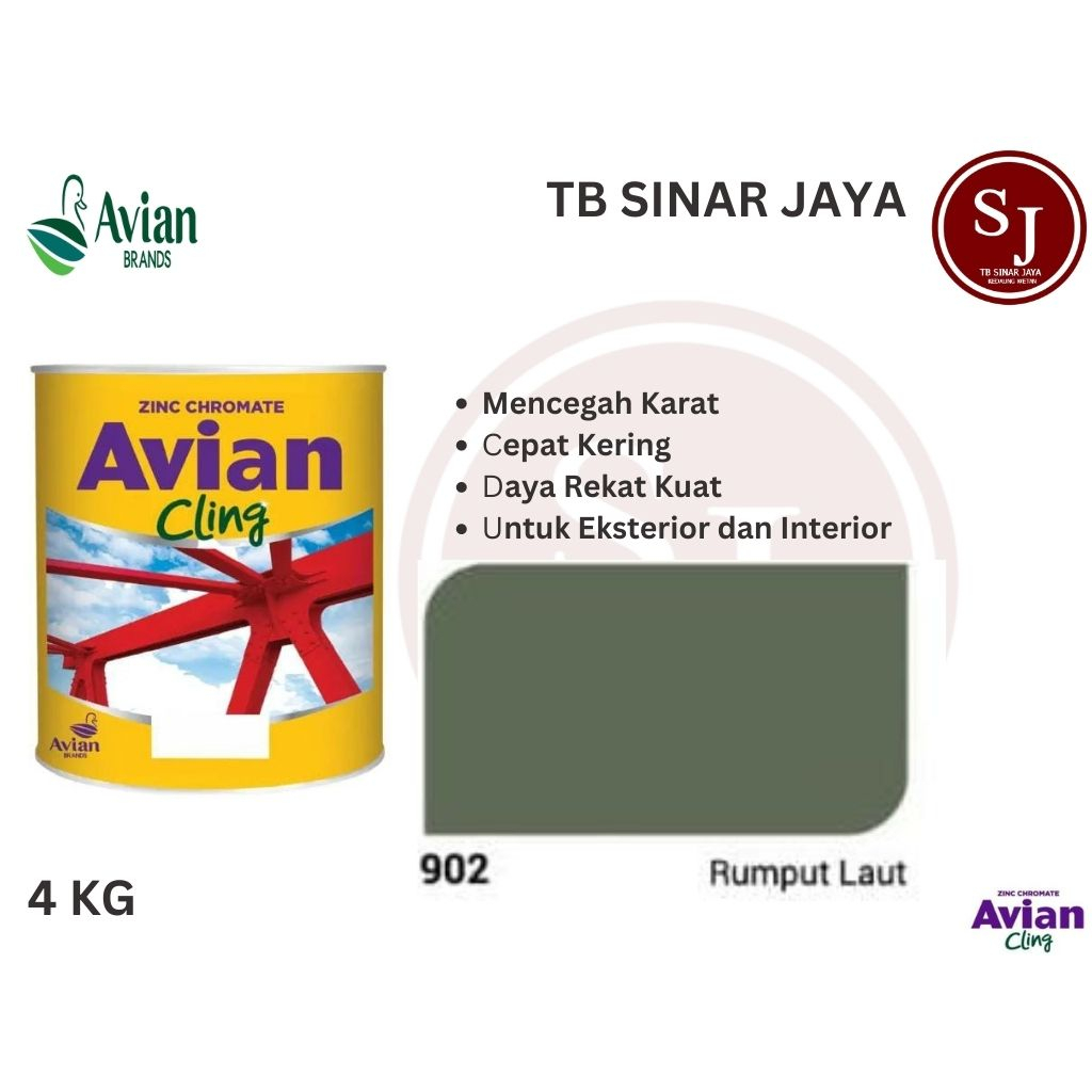 AVIAN CLING ZINC CHROMATE CAT DASAR BESI KEMASAN 4KG - 902 RUMPUT LAUT