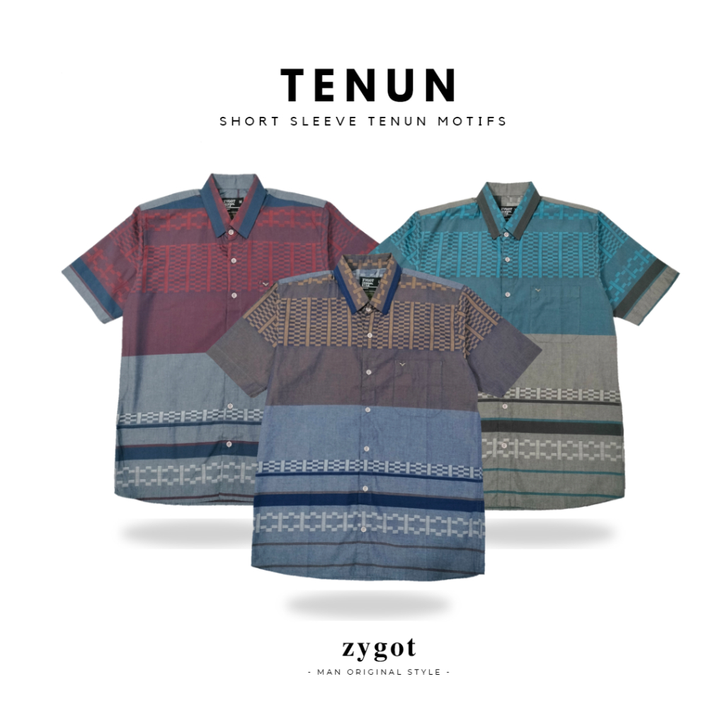 Kemeja Pria Dewasa Lengan Pendek Tenun Motif Series - By Zygot