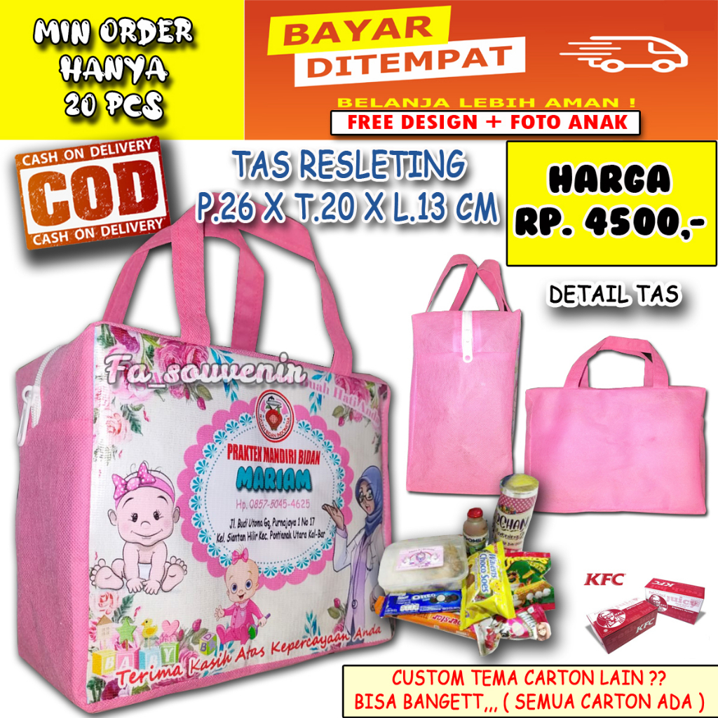 

Tas Partus Souvenir Bidan Custom Tulis Nama Bisa COD