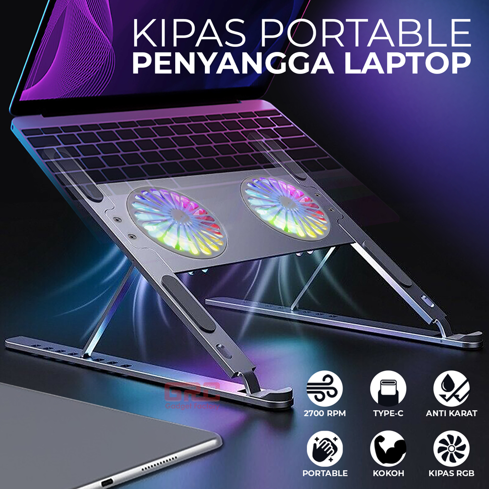 Laptop Stand Cooling Pad RGB Fan Cooler Pendingin Laptop Tatakan Meja