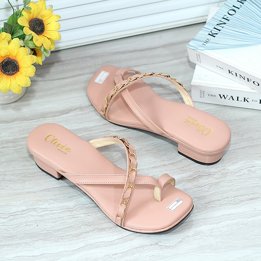 Sandal hak tahu wanita jepit 3 cm silang - CLAUDIA 03