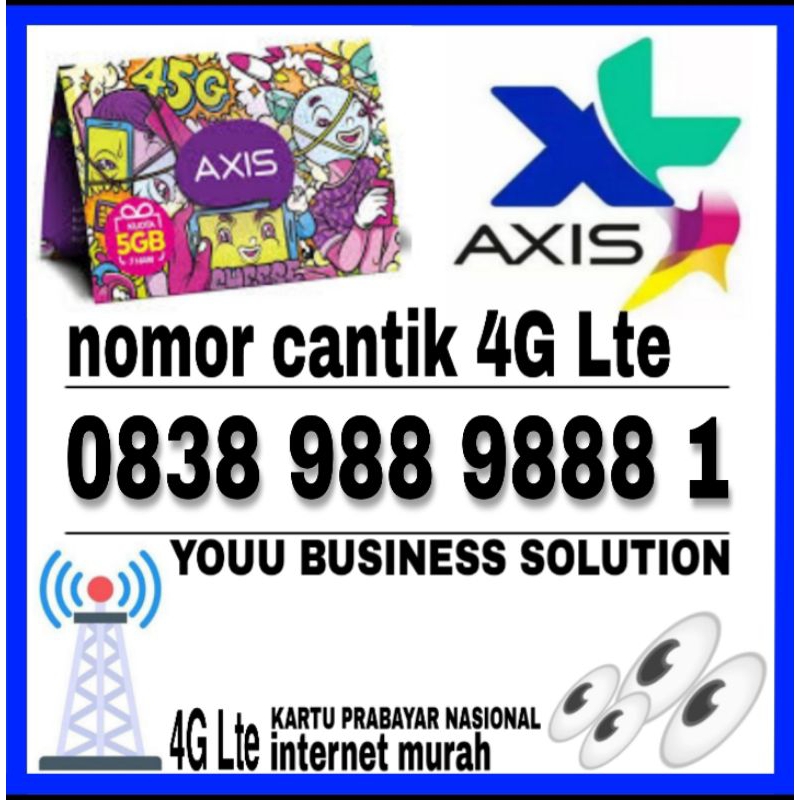 Kartu perdana prabayar nasional  nomor cantik AXIS 4G LTE SERI TERBAIK 889 889 889