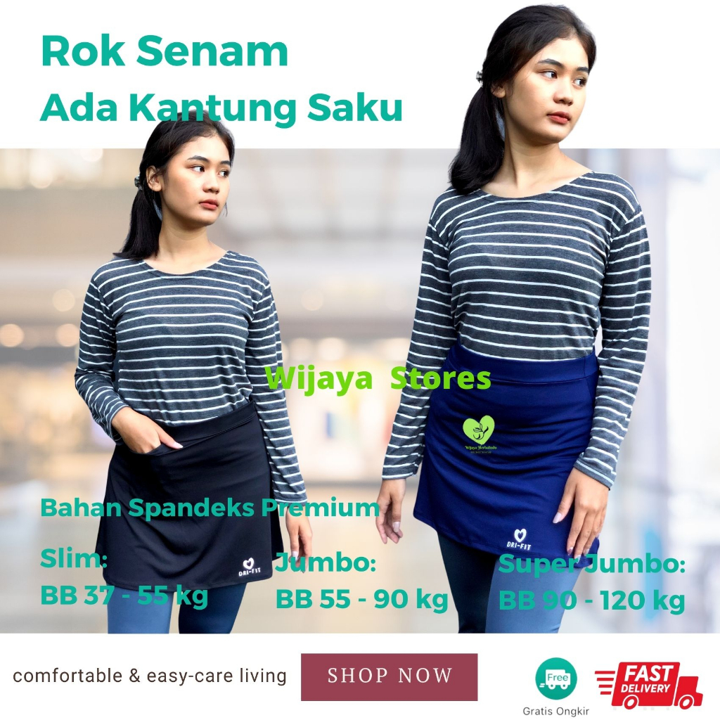 Rok Olahraga Wanita Badminton Tenis Rok Senam Aman Anti Nerawang  Size BB 37 s/d 120 kg (Slim s/d Super Jumbo) Bahan Spandeks Premium Adem Elastis