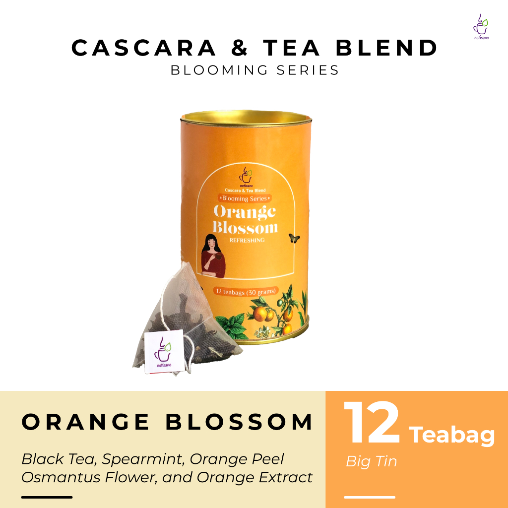 

Netisane Orange Bloosom Big Tin | Seimbangkan Hormon, Atasi PCOS, Tingkatkan Fokus | (Black Tea, Spearmint, Osmanthus Flower, Orange Peel, dan Orange Extract) | Netisane Cascara Blend Blooming Series | Artisan Tea / Teh Herbal