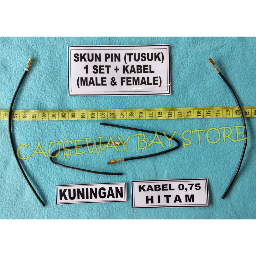 SKUN PIN BULAT ( TUSUK ) 1 SET + KABEL ( MALE DAN FEMALE ) HITAM