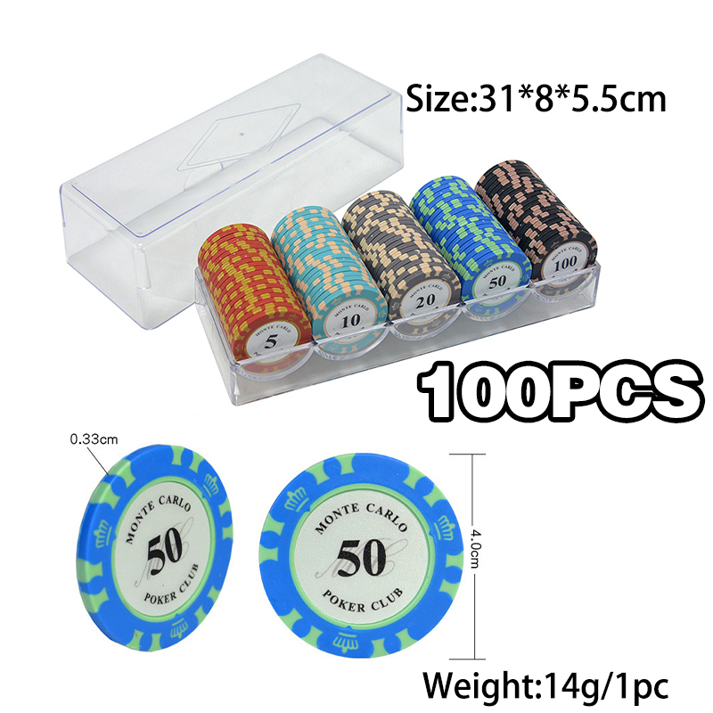 100PCS Chip Poker Eceran Poker Chip Set Dan Box