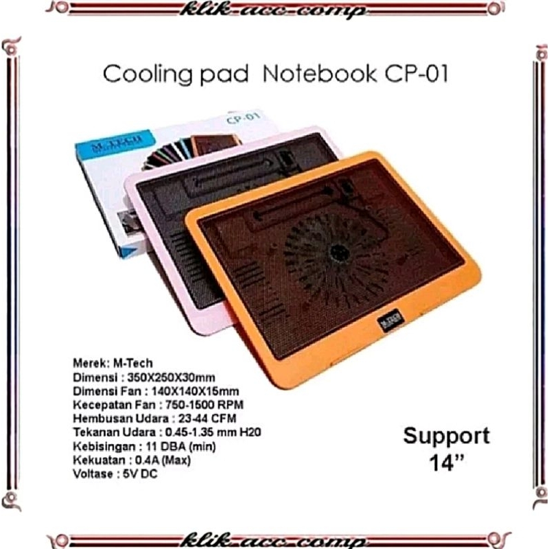 cooling fan M-TECH CP-01 cooler pad pendingin laptop Mtech CP- 01 fan