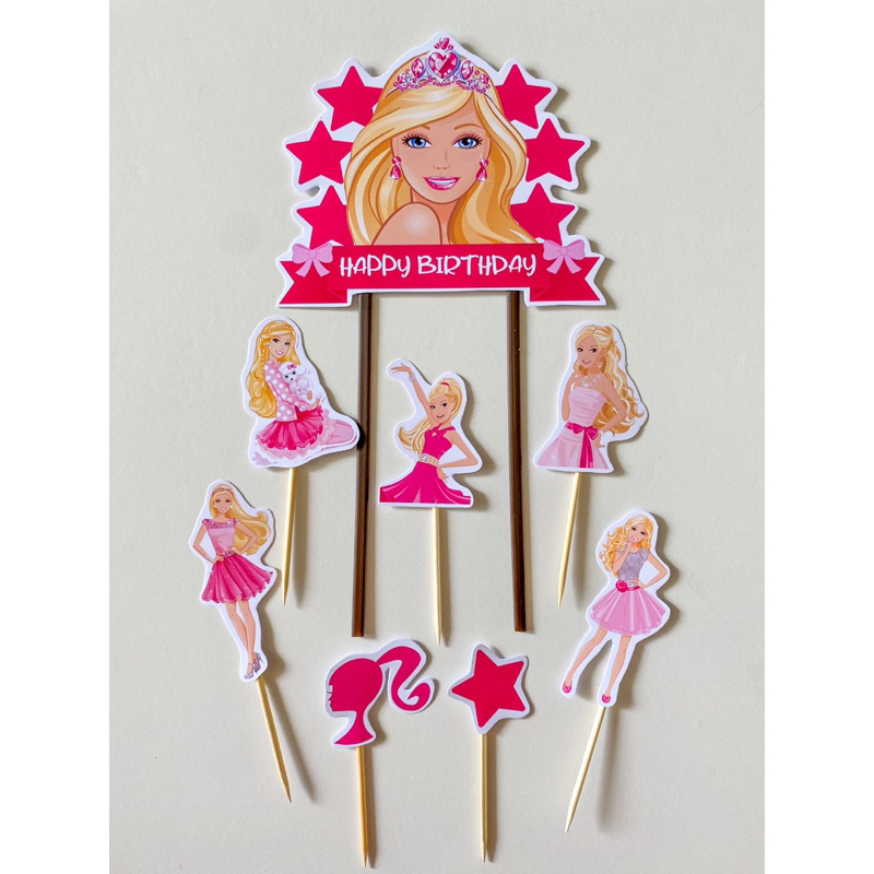 TOPPER BARBIE / TOPPER KUE BARBIE / CAKE TOPPER BARBIE / HIASAN KUE BARBIE / TOPPER HAPPY BIRTHDAY /