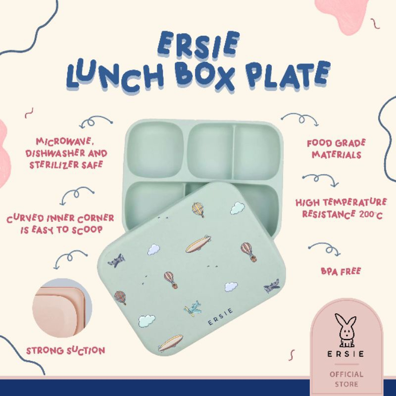 ERSIE LUNCH BOX PLATE | Piring lunch box premium dengan cover suction kuat