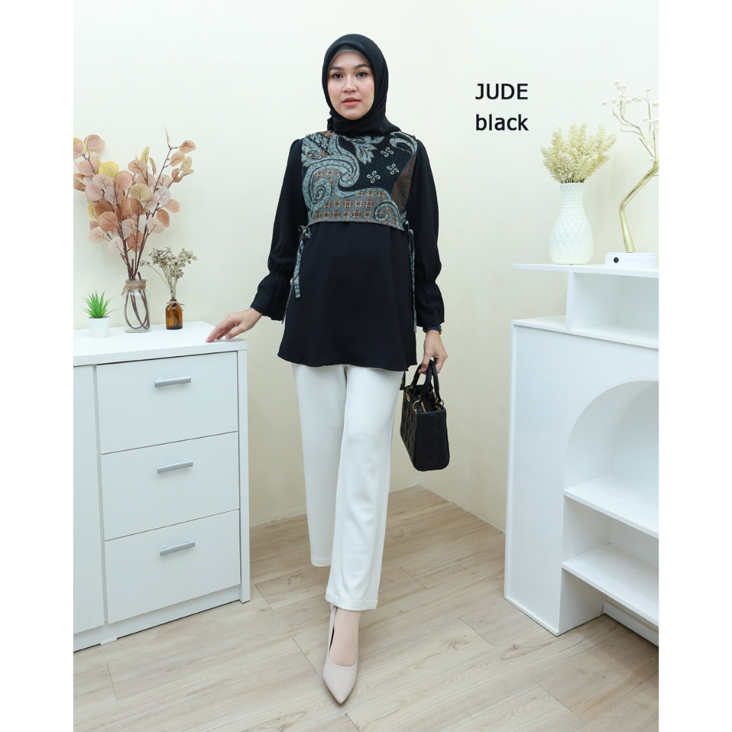 JUDE Blouse Dengan Vest Batik - Pakaian Wanita Terbaru by Hijab Mamah icis