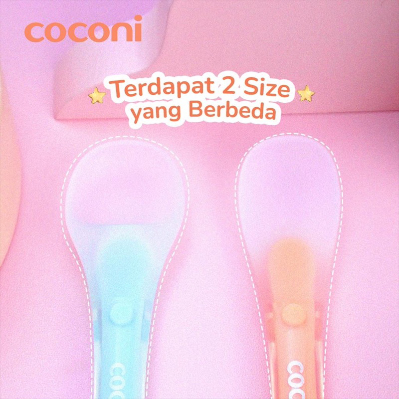 Coconi Silicone Soft Spoon isi 2 pcs / Sendok Makan Bayi Silicone BPA Free