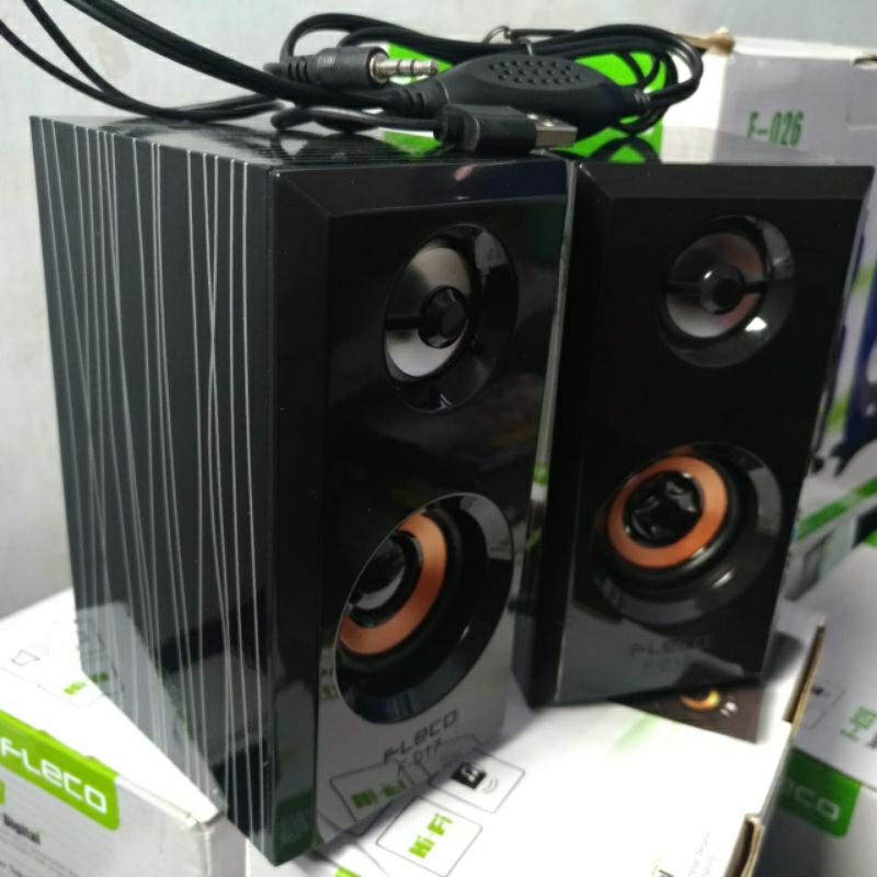SPEAKER MINI BASS SOUND SALON MINI FLECO F-017 ORIGINAL SYSTEM UNTUK HP LAPTOP KOMPUTER TV