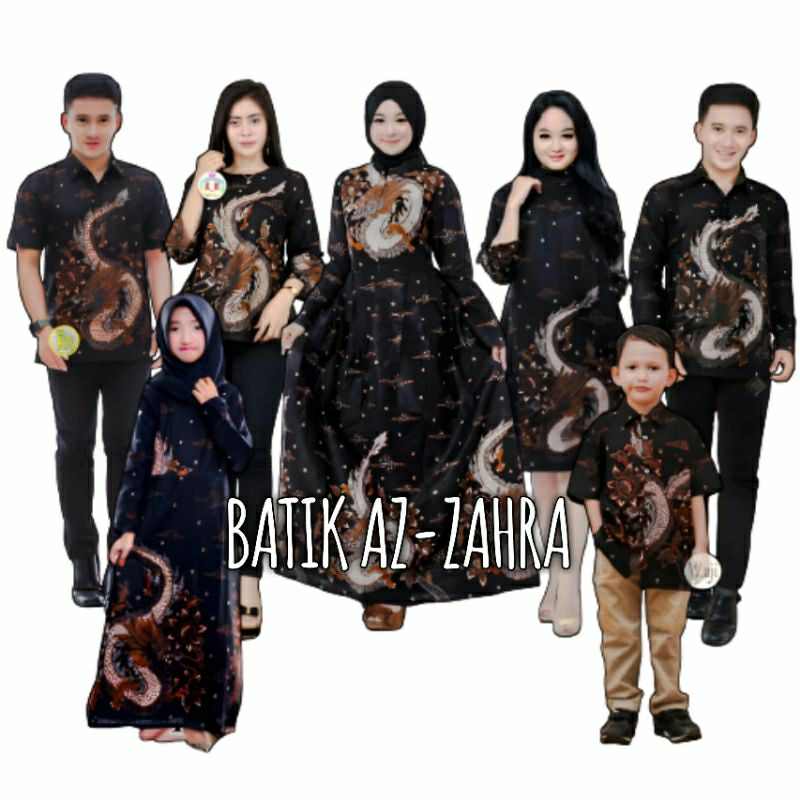 Baju batik couple keluarga terlengkap motif naga - kemeja pria - atasan batik - gamis batik - baju b