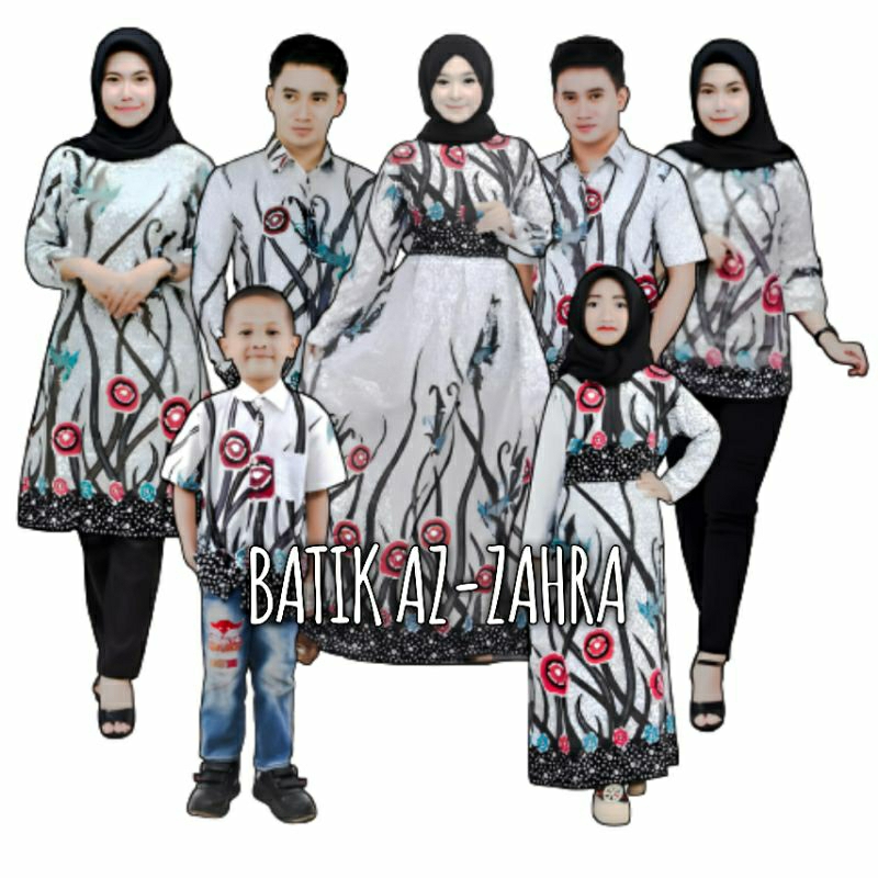 Couple batik keluarga kekinian motif ilalang putih - baju batik keluarga terlengkap - atasan batik -