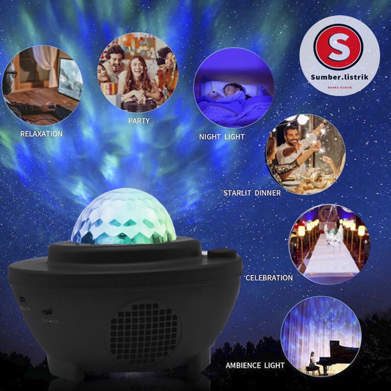 LAMPU PROYEKTOR DENGAN SPEAKER LANGIT MALAM BINTANG 2IN1 GALAXY NEBULA LAMP STARRY PROJECTOR LIGHT LAMPU TIDUR PROYEKTOR Garansi