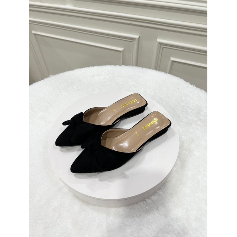 sendal Heel wanita Louisdear B160 tapak Heel 2 cm bahan suede