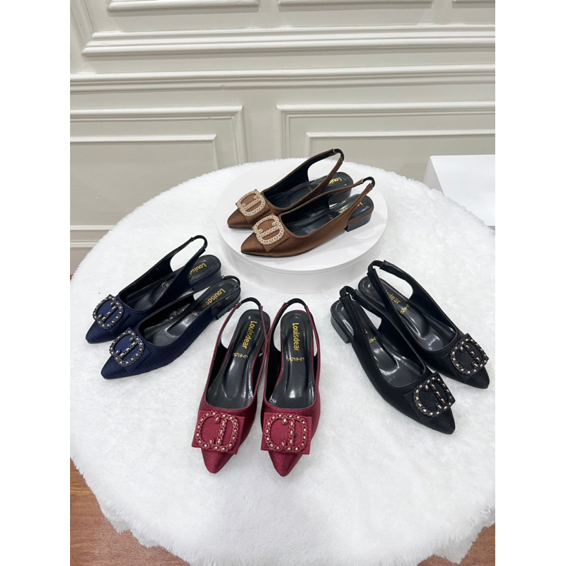 sepatu flat shoes terbaru wanita LOUSIDEAR B111 bahan satin tali belakang