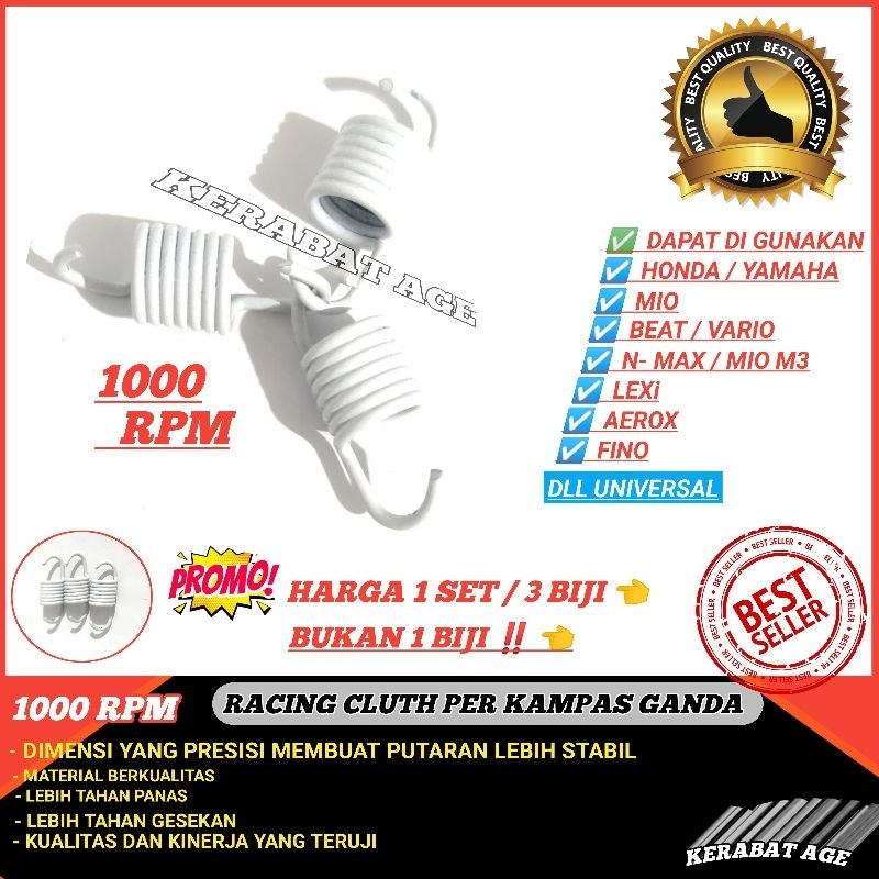 PER KAMPAS GANDA RACING 1000 RPM BEAT MIO VARIO HONDA YAMAHA 3pcs Set