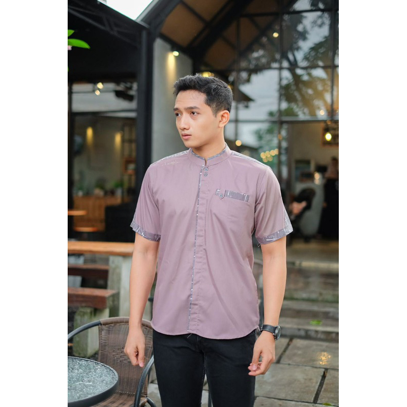 Baju koko lengan pendek El Rumi motif yisusin Terbaru