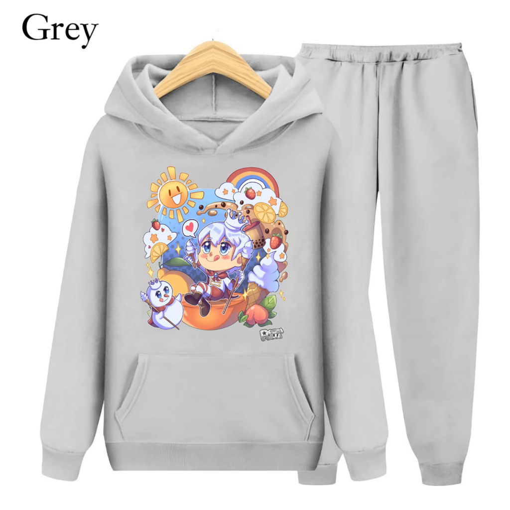 Hzl_outfit Setelan Hoodie Sweater Anak Perempuan Dan Laki Laki King Mixue/Setelan Sweater King Mixue Anak Anak