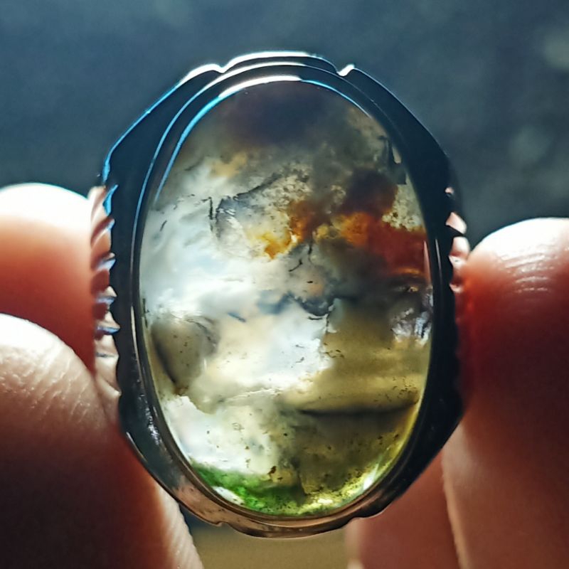 Batu Lumut Pancawarna - Moss agate. Bukan ijo garut bacan cincau