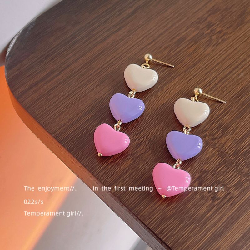 Anting Hijab Love Hati Warna Pastel Lucu