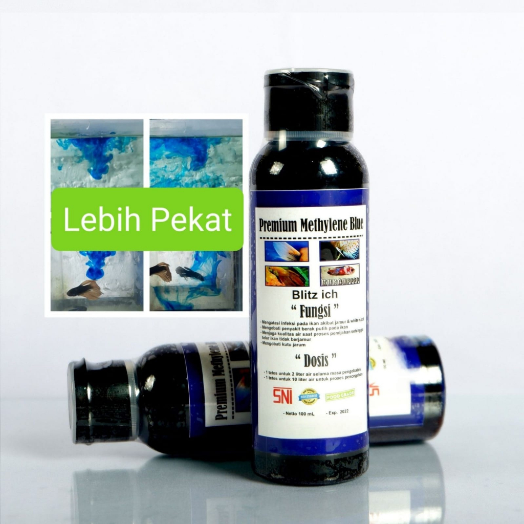 Obat biru Premium Methylene Blue 100 ml | obat ikan cupang Louhan arwana koi Koki sejenis Blitz icht